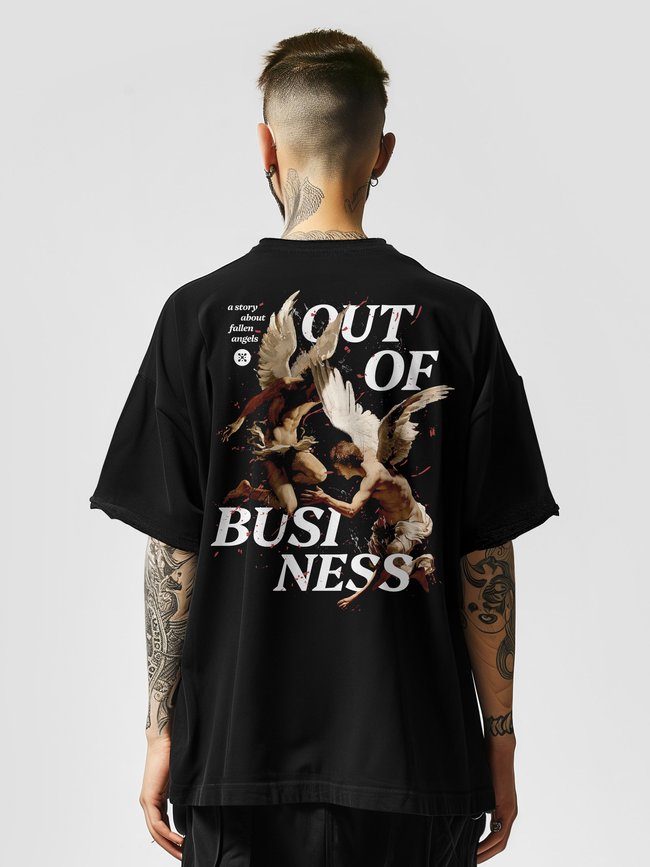 Men's T-shirt Oversize “Angels Out of Business”, Black, XS-S