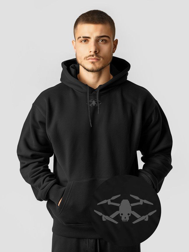 Men's Hoodie "Drone Skull", Black, M-L