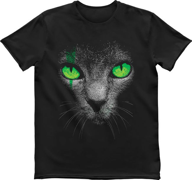 Футболка чоловіча "Green-Eyed Cat", Чорний, M
