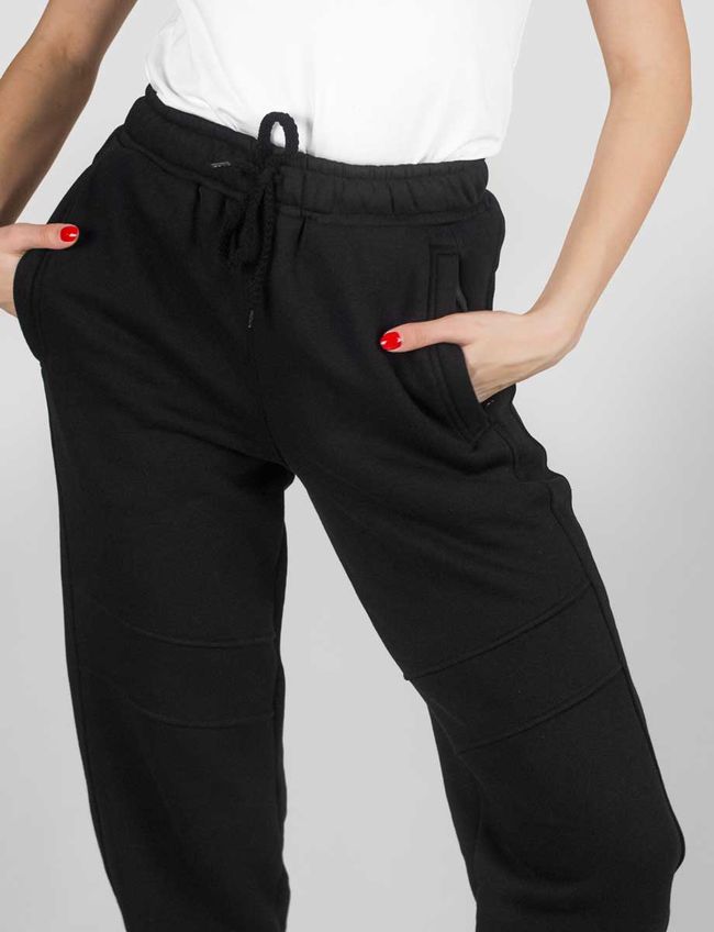 Костюм жіночий зі змінним патчем "Бандера Смузі" худі на блискавці та штани, Чорний, 2XS, XS (99 см)