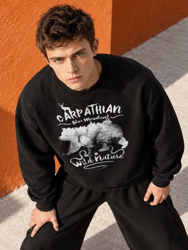 Men's Sweatshirt "Carpathian Blue Mountains", Black, M