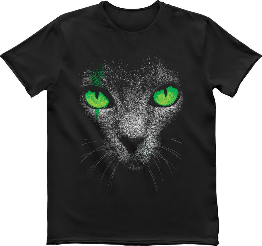 Men's T-shirt "Green-Eyed Cat", Black, M