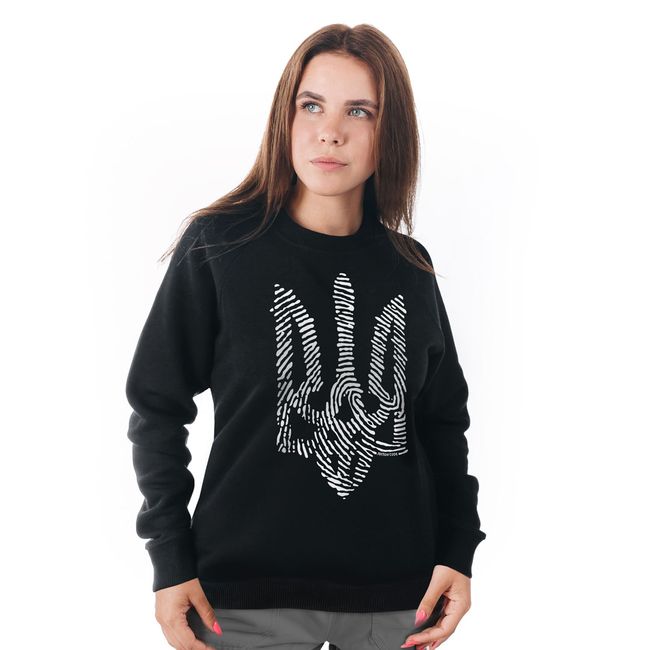 Women's Sweatshirt "Nation Code" with a Trident Coat of Arms, Black, M