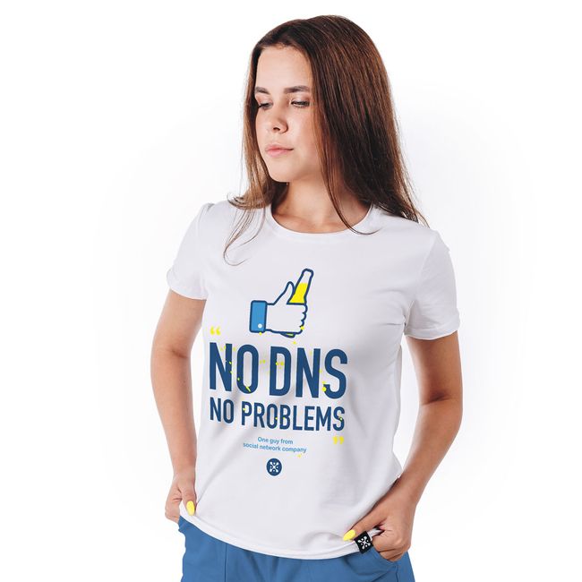 Футболка жіноча "No DNS No Problems", Білий, M