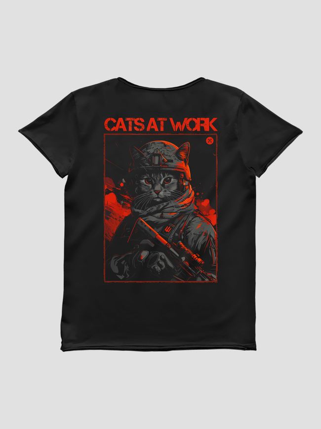 Women's T-shirt "Cats at Work", Black, M