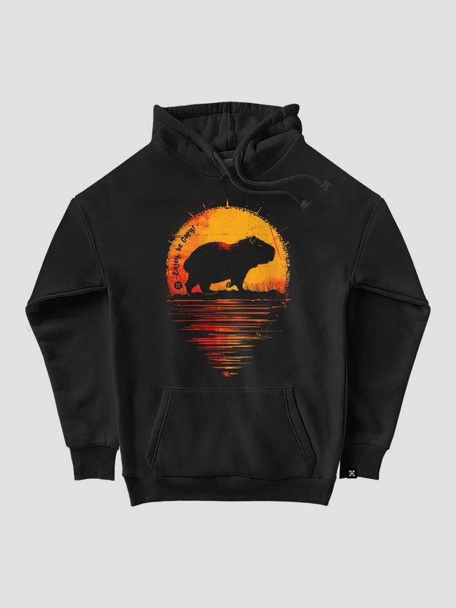 Kid's hoodie "Enjoy, be Capy (Capybara)", Black, XS (110-116 cm)