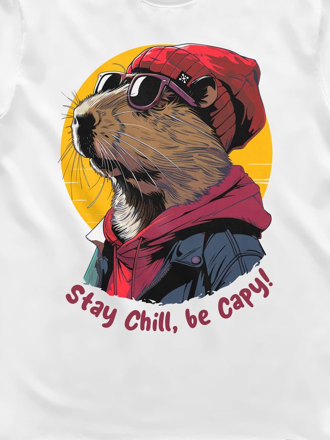 Футболка чоловіча "Stay Chill, be Capy (Капібара)", Білий, L