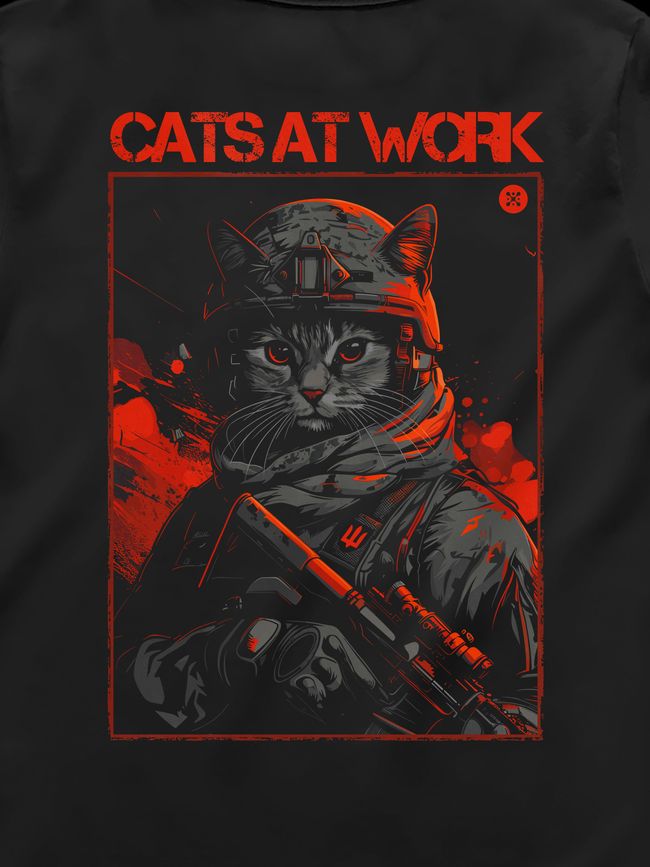 Футболка женская "Cats at Work", Черный, M