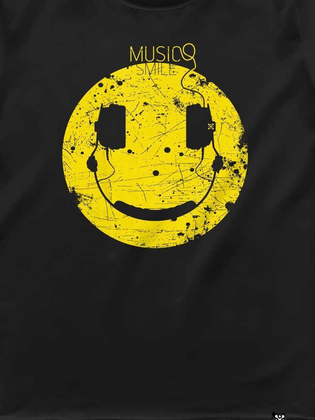 Women's T-shirt "Music Smile", Black, M