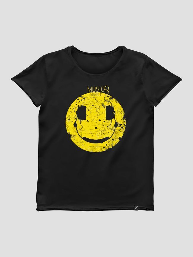 Women's T-shirt "Music Smile", Black, M