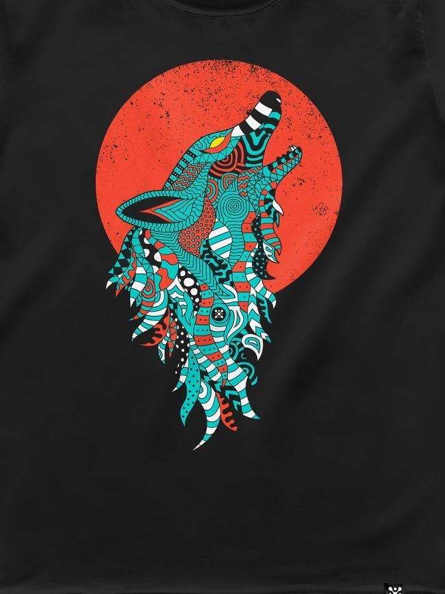 Women's T-shirt with wolf "Siromanyts", Black, M