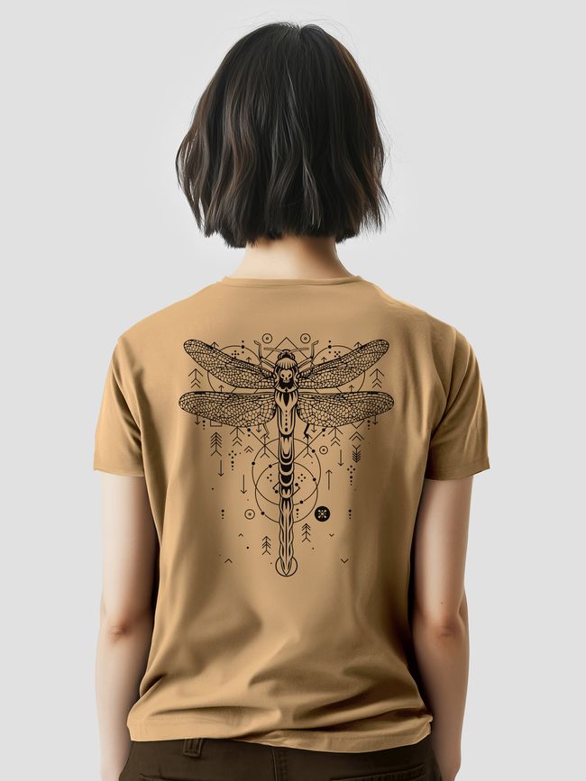 Women's T-shirt "Dragonfly", Cappuccino, M