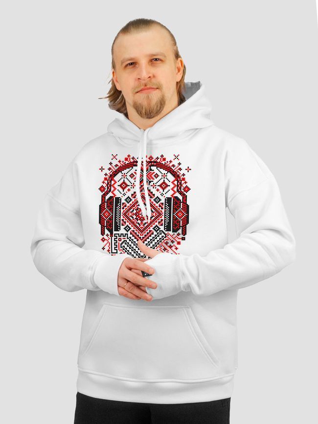 Худи унисекс "Ethno Music", Белый, XL-2XL