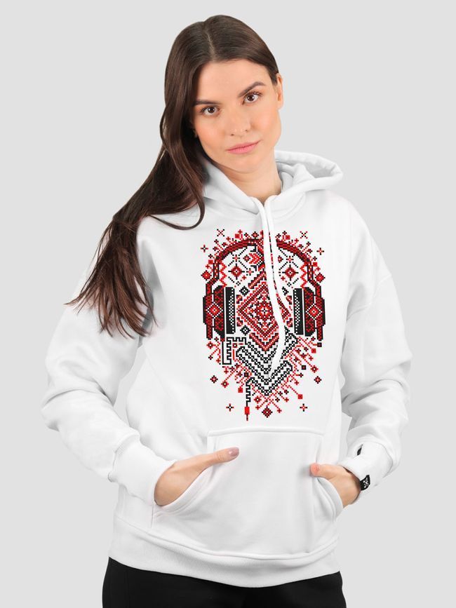 Худи унисекс "Ethno Music", Белый, XL-2XL