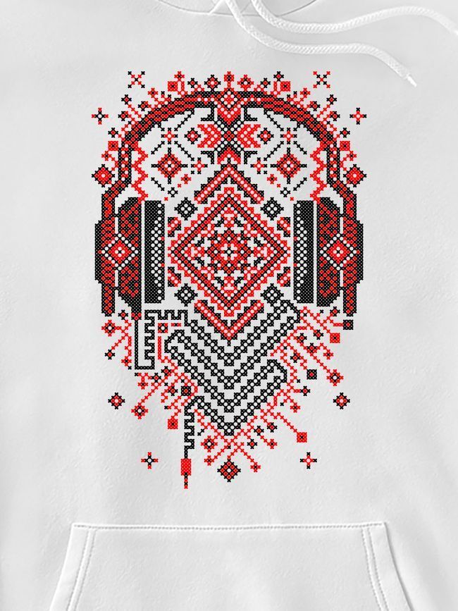 Худи унисекс "Ethno Music", Белый, XL-2XL
