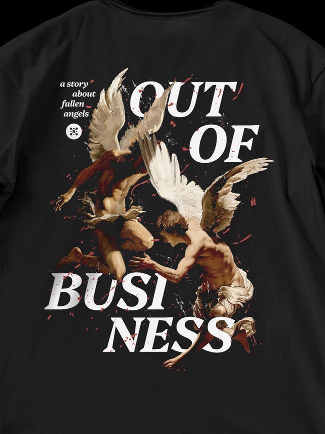 Комплект чоловічий шорти та футболка оверсайз &ldquo;Angels Out of Business&rdquo;, Чорний, XS-S