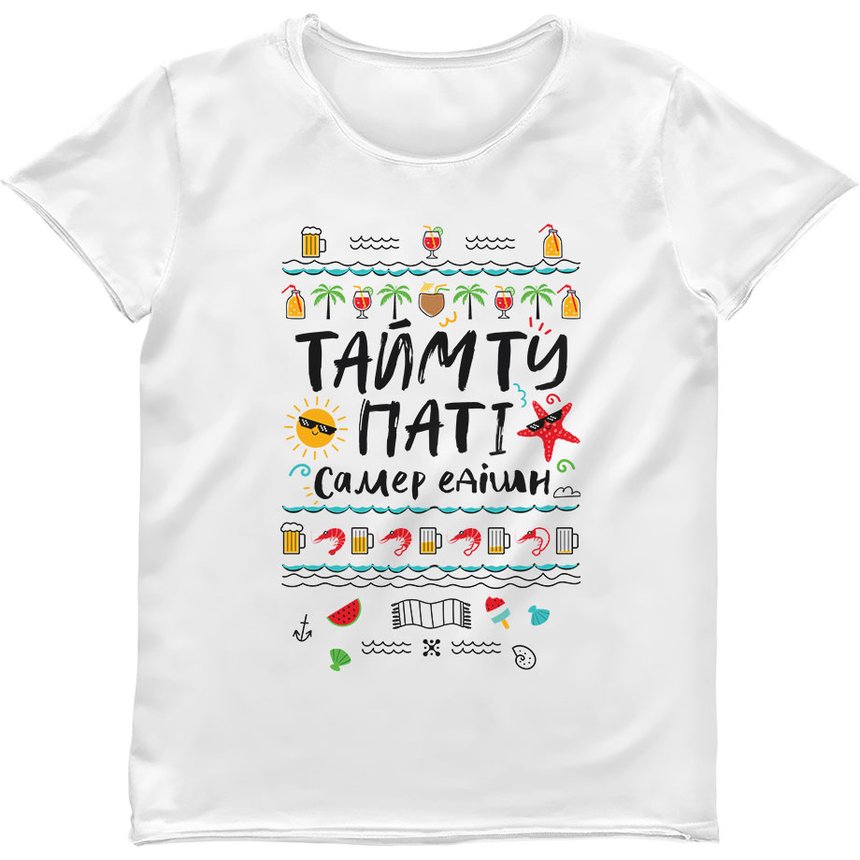 copy_Women's T-shirt "Time to Party - Summer Edition", White, M