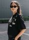 Women's T-shirt Oversize &ldquo;Japanese Tattoo Cats&rdquo;, Black, S