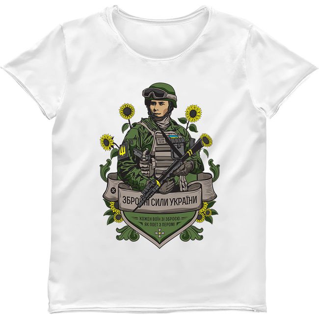 Women's T-shirt with “Lesya Ukrainka, call sign Forest Song”, White, M