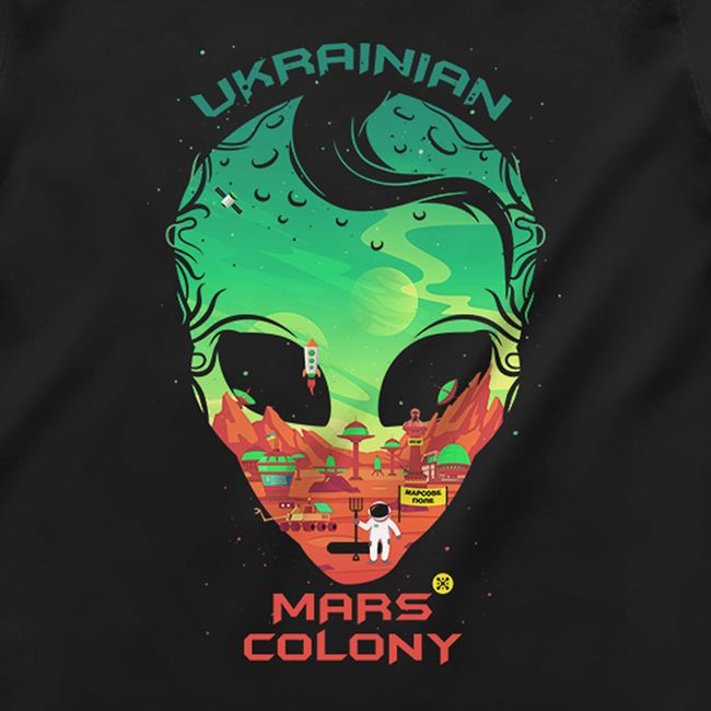 Футболка жіноча "Ukrainian Mars Colony", Чорний, M