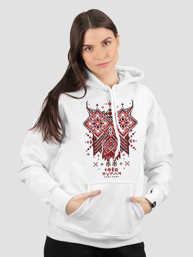 Hoodie "The Owl Owl", White, XS-S