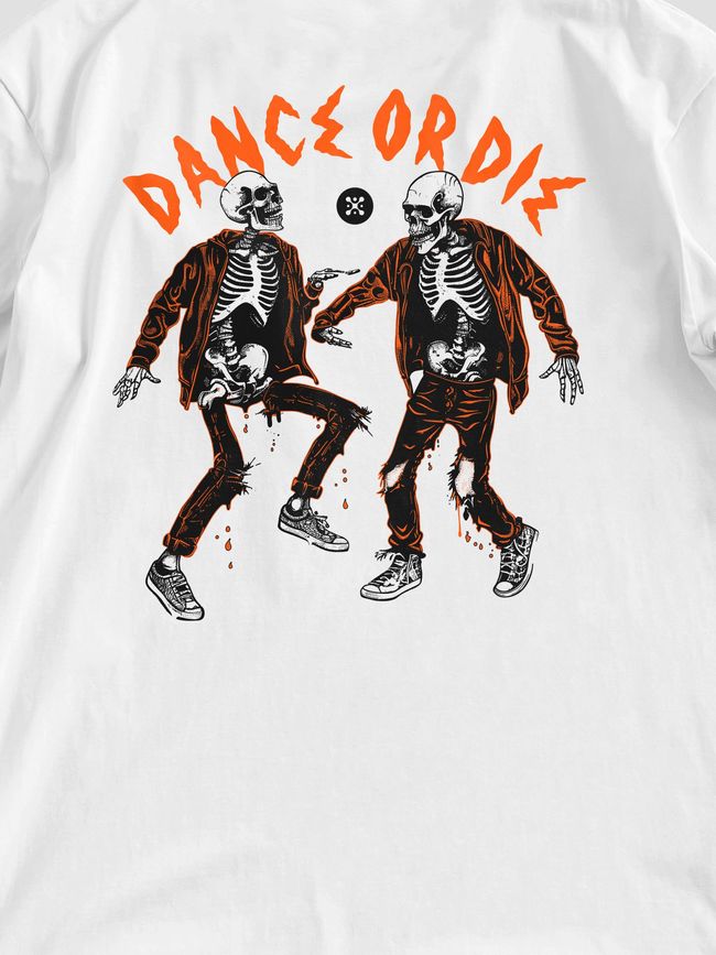 Футболка женская оверсайз “Dance or Die”, Белый, XS-S