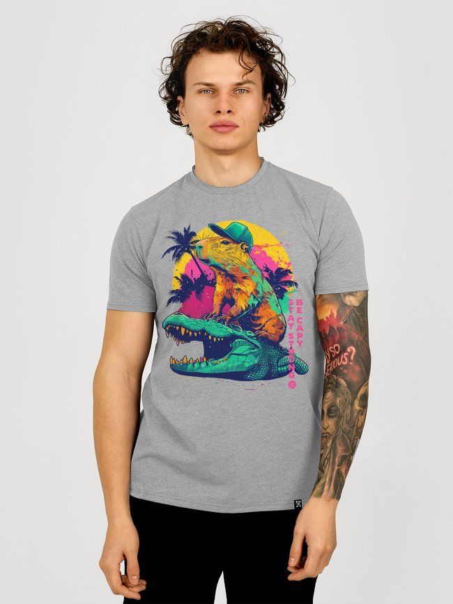 Men's T-shirt "Stay Strong, be Capy (Capybara)", Gray, XL