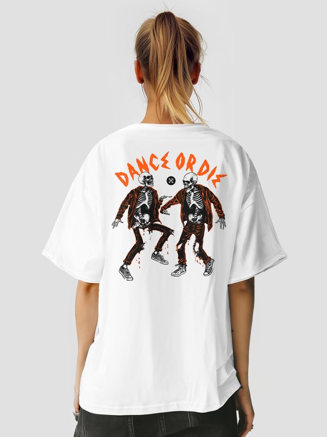 Women's T-shirt Oversize “Dance or Die”, White, XS-S