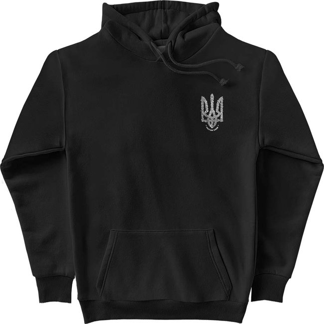 Men's Hoodie “Nation Code Small” Warm with Fleece, Black, M-L