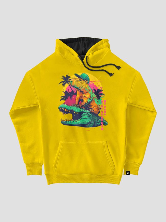 Kid's hoodie "Stay Strong, be Capy (Capybara)", Light Yellow, XS (110-116 cm)