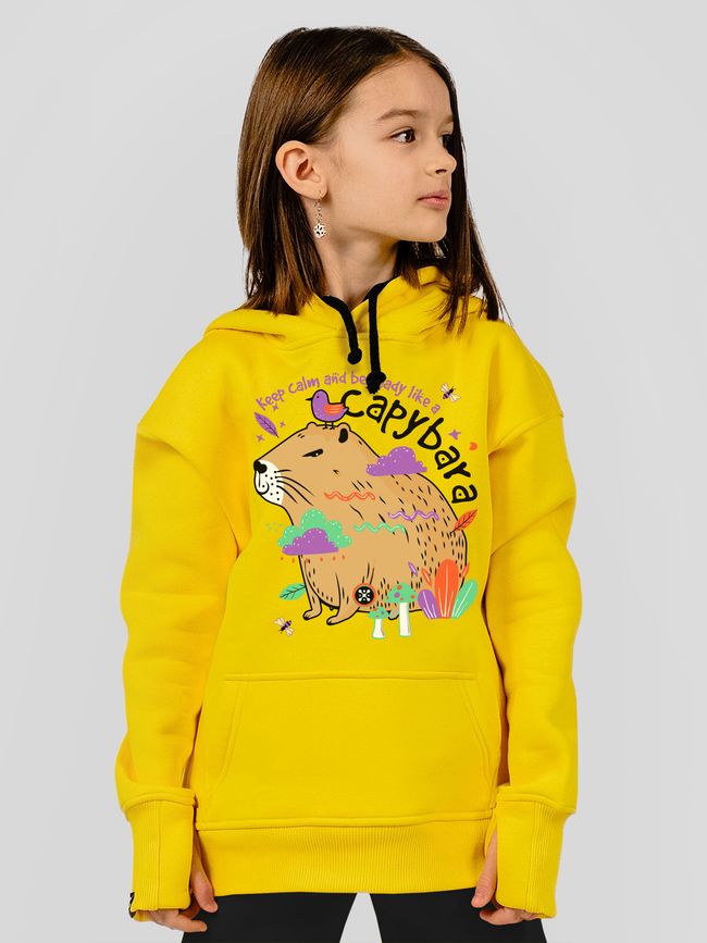 Kid's hoodie "Capybara", Light Yellow, XS (110-116 cm)