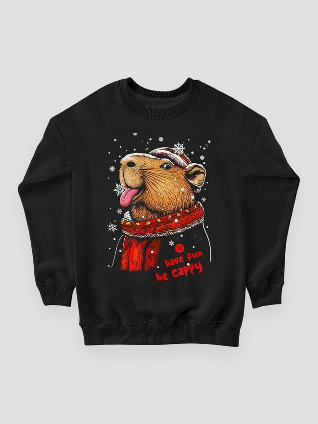 Women's Sweatshirt "Have Fun, be Cappy (Capybara)", Black, S