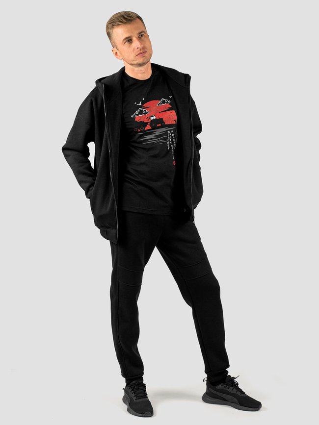 Комплект костюм чоловічий та футболка “У трактора є шлях”, Чорний, 2XS, XS (99 см)