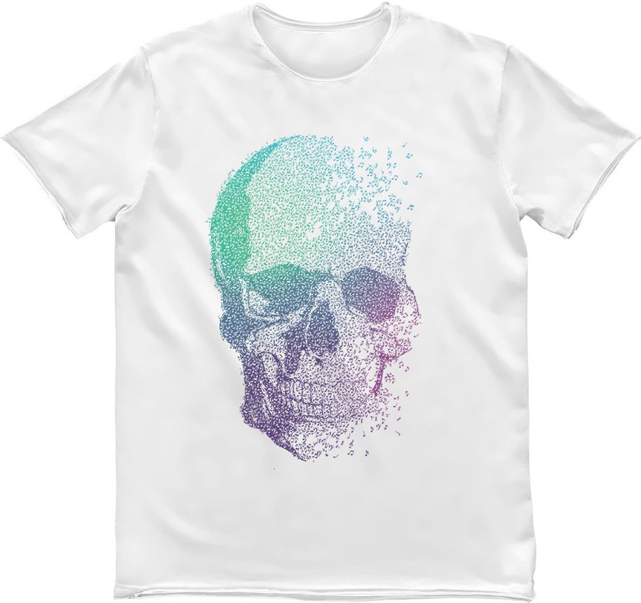 Men's T-shirt "Music Skull", White, M