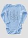 Kid's Bodysuite "Ukraine Line" with a Trident Coat of Arms, Light Blue, 56 (0-1 month)