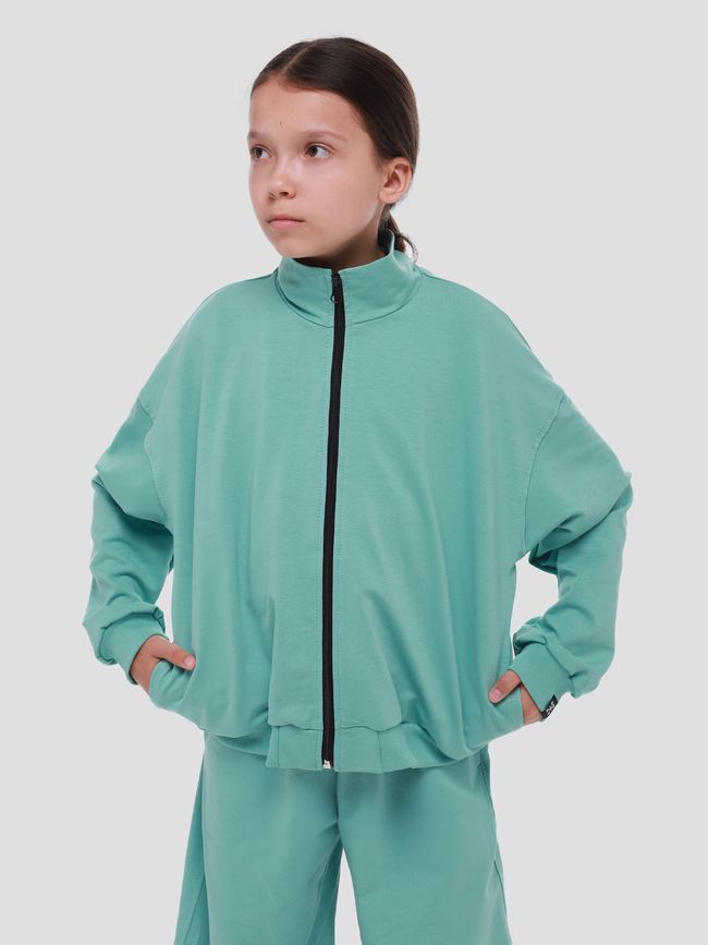 Kid's set Oversized with Zipper Sweatshirt and Pants Light emerald, Light emerald, 116