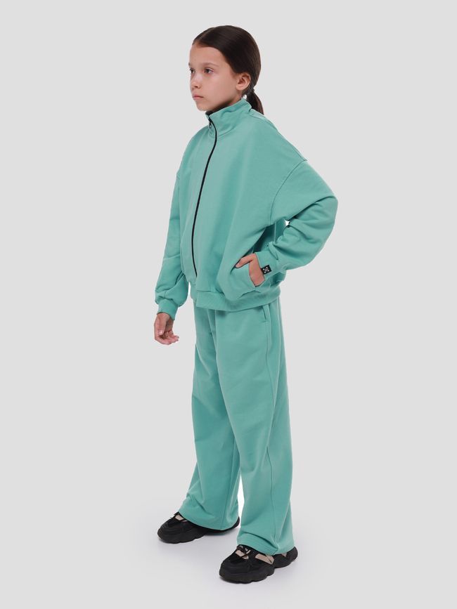 Kid's set Oversized with Zipper Sweatshirt and Pants Light emerald, Light emerald, 116