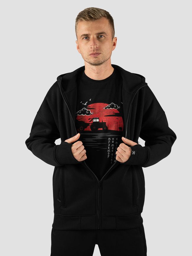 Men's tracksuit set with t-shirt “Tractor steals a Tank”, Black, 2XS, XS (104 cm)