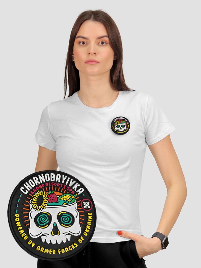Women's T-shirt with a Changeable Patch “Chornobayivka”, White, XS
