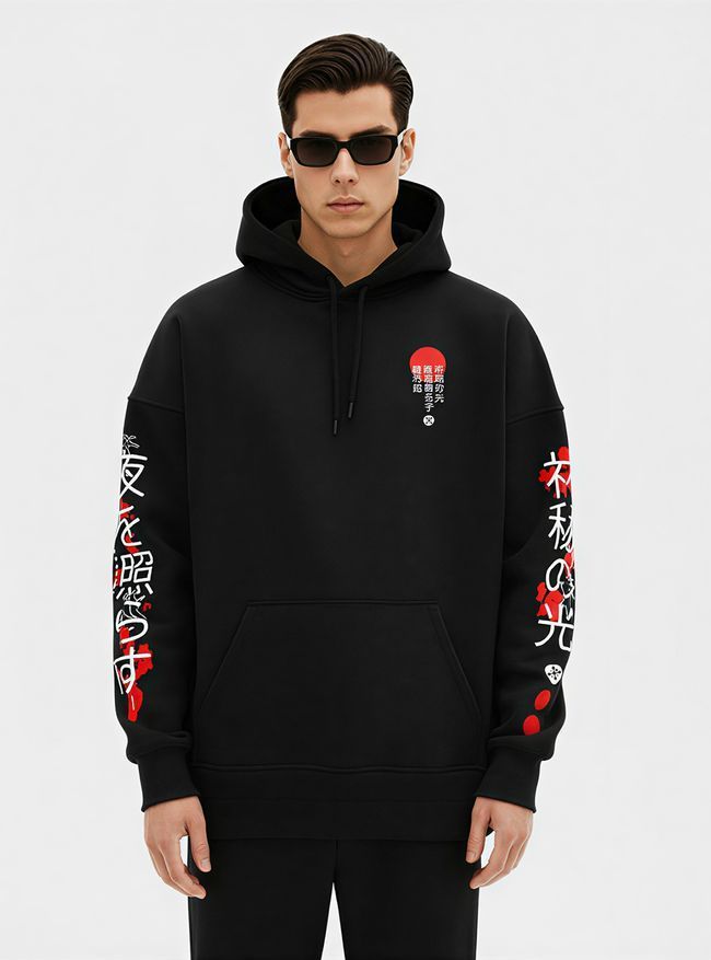 Men's Hoodie "Shadow of the Dragon", Black, M-L