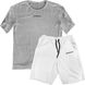Women’s Oversize Suit - Shorts and T-shirt, Gray and white, 2XS