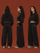 Women's cropped hoodie and oversized drawstring pants set, Black, XS-S, S