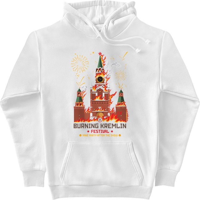 Худи мужской "Burning Kremlin Festival", Белый, 2XS