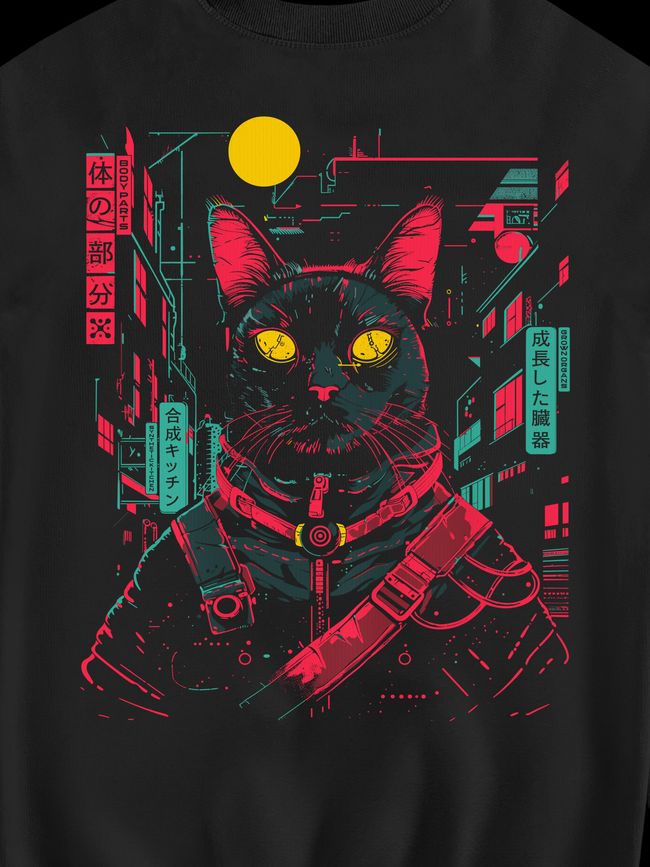 Світшот жіночий ”Cyber Cat”, Чорний, M