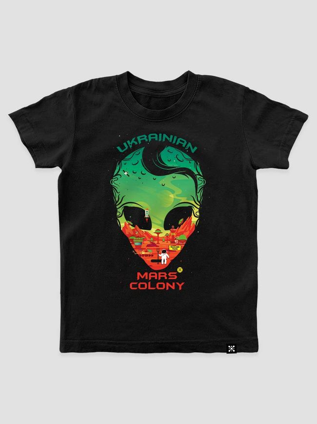 Kid's T-shirt "Ukrainian Mars Colony", Black, XS (110-116 cm)