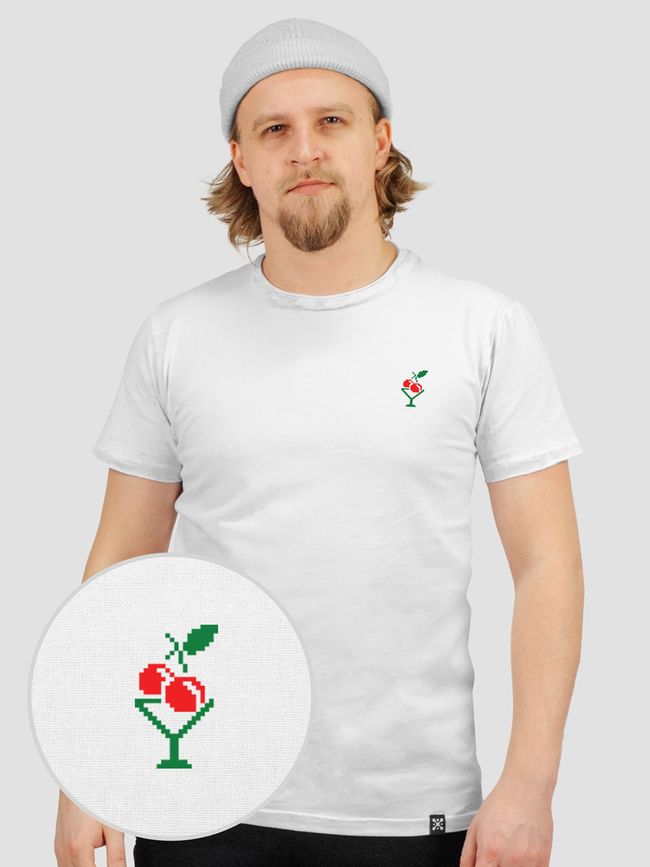 Men's T-shirt “Vyshnya (Cherry)”, White, XS