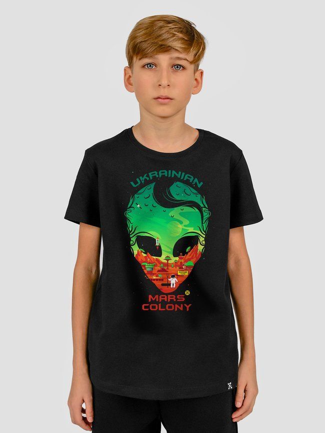 Футболка детская "Ukrainian Mars Colony", Черный, XS  (110-116 см)