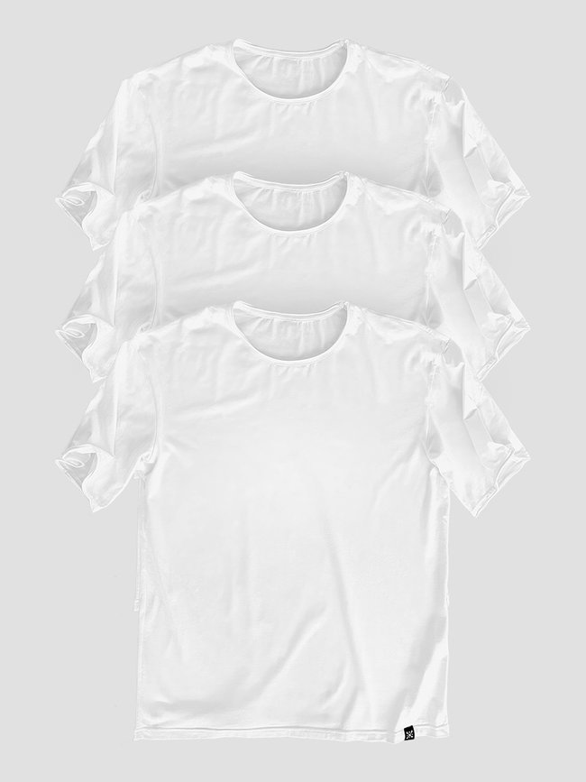 Set of 3 white basic t-shirts oversize "White", XS-S, Male