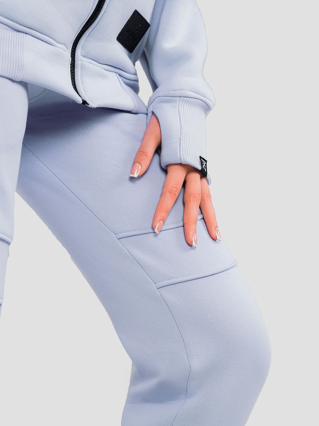 Костюм жіночий худі на блискавці та штани Світло-блакитний, світло-блакитний, M-L, L (108 см)