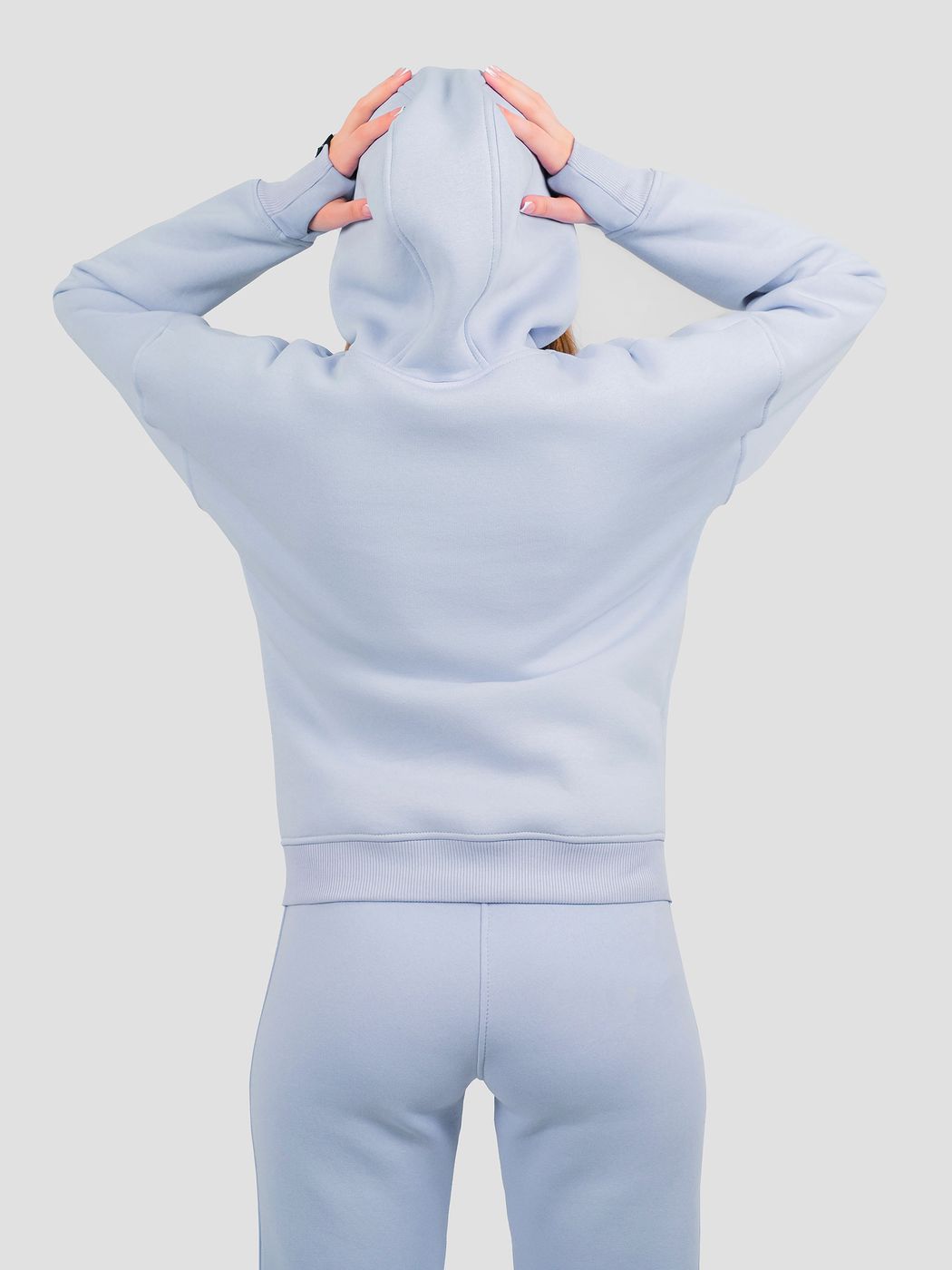 Костюм женский худи на молнии и штаны Светло-голубой, світло-блакитний, M-L, L (108 см)